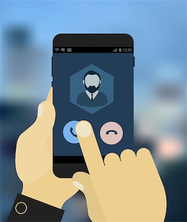 simsearch:400-08645953,k - Flat design modern concept with hands holding mobile device with phone call application Stock Photo - Budget Royalty-Free & Subscription, Code: 400-08785028