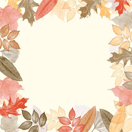 Autumn watercolor frame with leaves. Vector illustration Stock Photo - Budget Royalty-Free & Subscription, Code: 400-08785078