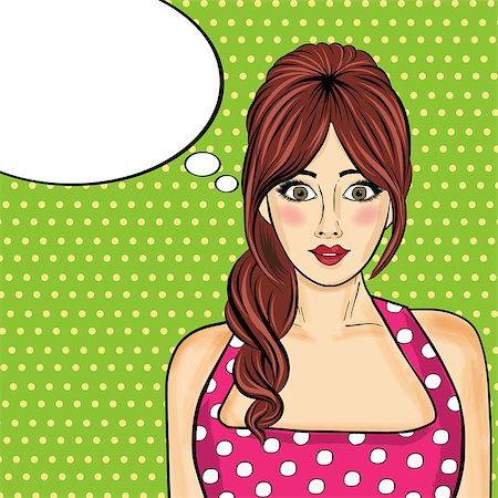 simsearch:400-08787012,k - Pop art  woman . Comic woman with speech bubble. Vector illustration. Stock Photo - Budget Royalty-Free & Subscription, Code: 400-08785090