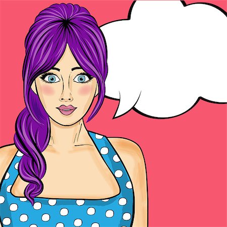 simsearch:400-08787009,k - Pop art  woman . Comic woman with speech bubble. Vector illustration. Stock Photo - Budget Royalty-Free & Subscription, Code: 400-08785091