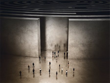 People enter into a complicated labyrinth. 3D Rendering Stock Photo - Budget Royalty-Free & Subscription, Code: 400-08785140