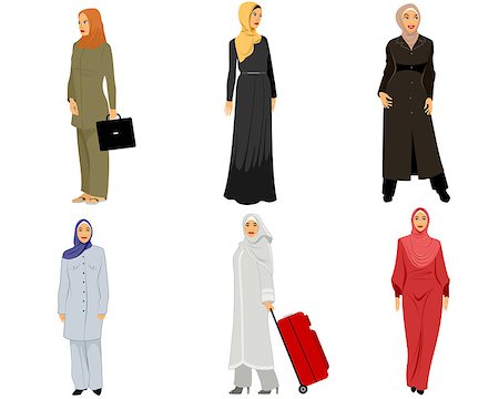 simsearch:400-08785263,k - Vector illustration of a six modern muslim women Photographie de stock - Aubaine LD & Abonnement, Code: 400-08785237