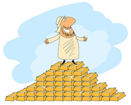 Vector illustration of a arab man and gold ingots Stock Photo - Budget Royalty-Free & Subscription, Code: 400-08785239