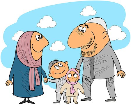 simsearch:400-08785263,k - Vector illustration of a good muslim family Photographie de stock - Aubaine LD & Abonnement, Code: 400-08785240