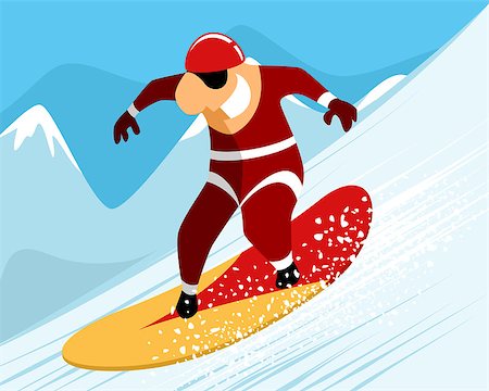ski cartoon color - Vector illustration of a man riding on snowboard Stock Photo - Budget Royalty-Free & Subscription, Code: 400-08785274
