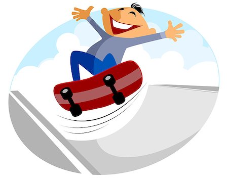 simsearch:400-05308347,k - Vector illustration of a boy riding on skateboard Stock Photo - Budget Royalty-Free & Subscription, Code: 400-08785275