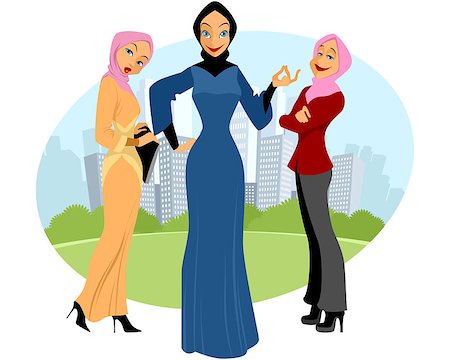 saoudien (relatif à l'arabie saoudite) - Vector illustration of a three muslim girls Photographie de stock - Aubaine LD & Abonnement, Code: 400-08785283