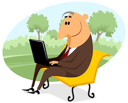 simsearch:400-07514126,k - businessman with a laptop on the bench Fotografie stock - Microstock e Abbonamento, Codice: 400-08785318