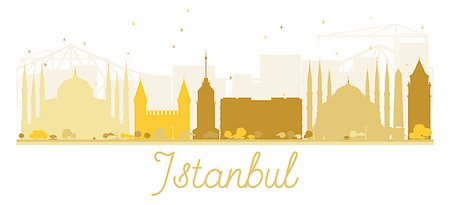 Istanbul City skyline golden silhouette. Vector illustration. Simple flat concept for tourism presentation, banner, placard or web site. Business travel concept. Cityscape with landmarks Stock Photo - Budget Royalty-Free & Subscription, Code: 400-08785354