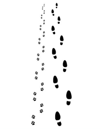 footprints on a path vector - Black footprints of man and dog, vector Stock Photo - Budget Royalty-Free & Subscription, Code: 400-08785465