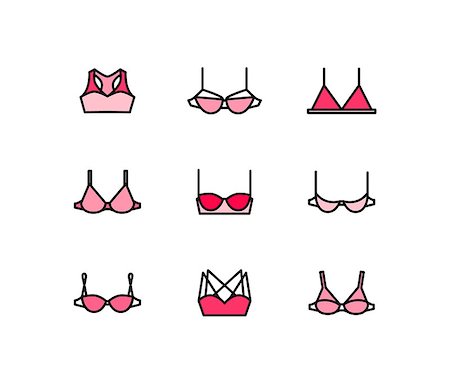 simsearch:400-04821712,k - Vector ladies bra icons set. Clean line art Stock Photo - Budget Royalty-Free & Subscription, Code: 400-08785640