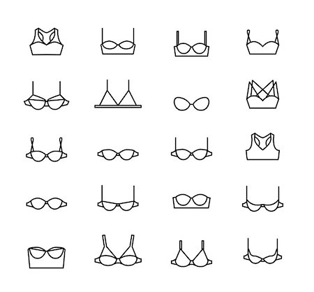 simsearch:400-04821712,k - Vector ladies bra icons set. Clean line art Stock Photo - Budget Royalty-Free & Subscription, Code: 400-08785641