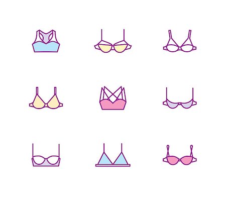 simsearch:400-04821712,k - Vector ladies bra icons set. Clean line art Stock Photo - Budget Royalty-Free & Subscription, Code: 400-08785642