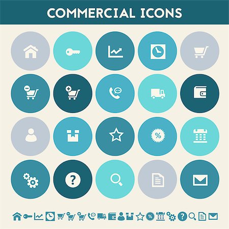 simsearch:400-08696973,k - Modern flat design multicolored commercial icons collection Fotografie stock - Microstock e Abbonamento, Codice: 400-08785708