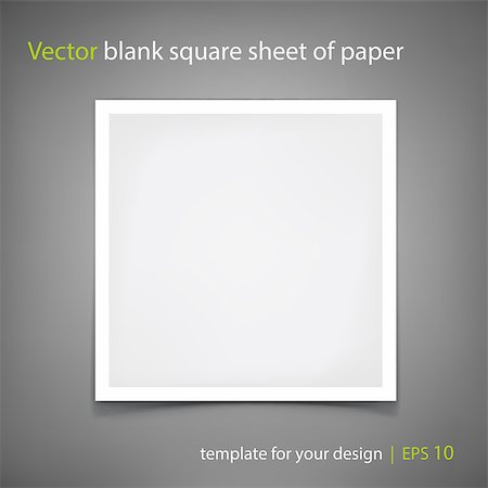 Vector blank of square sheet of paper on grey background. Template for your design. Grayscale Mockup Photographie de stock - Aubaine LD & Abonnement, Code: 400-08785715