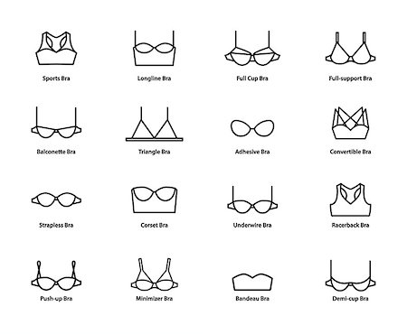 simsearch:400-04821712,k - Vector ladies bra icons set. Clean line art Stock Photo - Budget Royalty-Free & Subscription, Code: 400-08785768