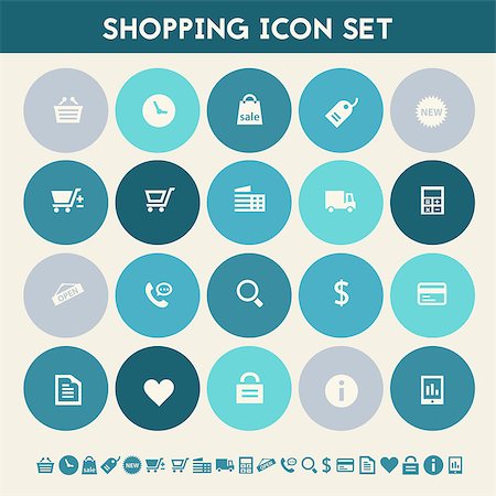 simsearch:400-08696973,k - Modern flat design multicolored shopping icons collection Photographie de stock - Aubaine LD & Abonnement, Code: 400-08785771