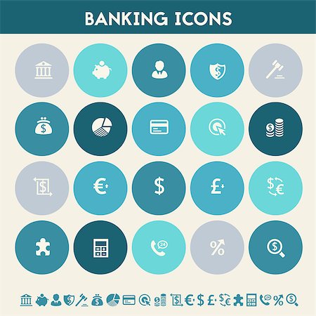 simsearch:400-04702983,k - Modern flat design multicolored banking icons collection Stock Photo - Budget Royalty-Free & Subscription, Code: 400-08785773