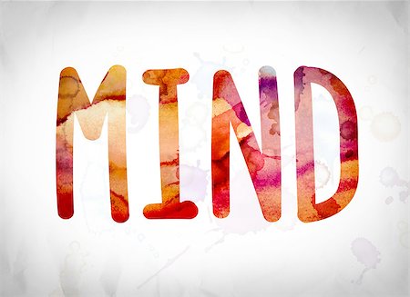 The word "Mind" written in watercolor washes over a white paper background concept and theme. Stockbilder - Microstock & Abonnement, Bildnummer: 400-08785864