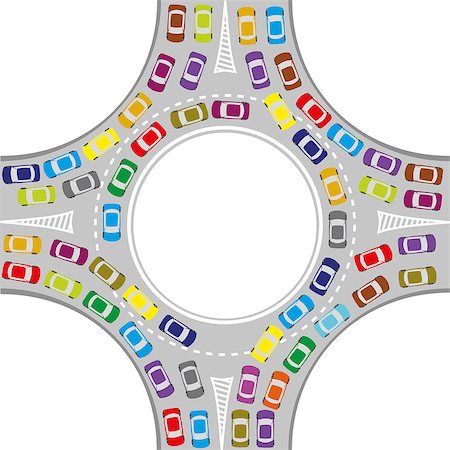 studio023 (artist) - traffic jam at the roundabout, color cars Stockbilder - Microstock & Abonnement, Bildnummer: 400-08785877