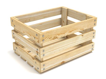 food warehouse - Empty wooden crate. Side view. 3D render illustration isolated on white background Stock Photo - Budget Royalty-Free & Subscription, Code: 400-08786046