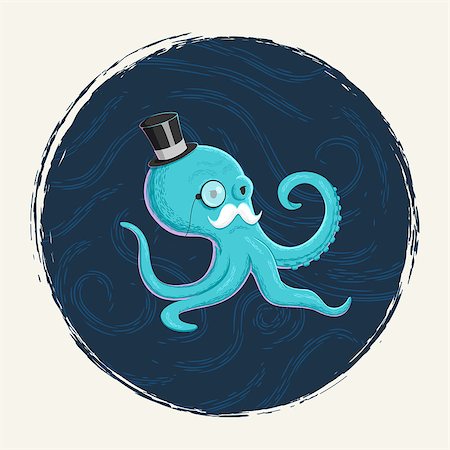 A gentleman octopus character illustration Stock Photo - Budget Royalty-Free & Subscription, Code: 400-08786060