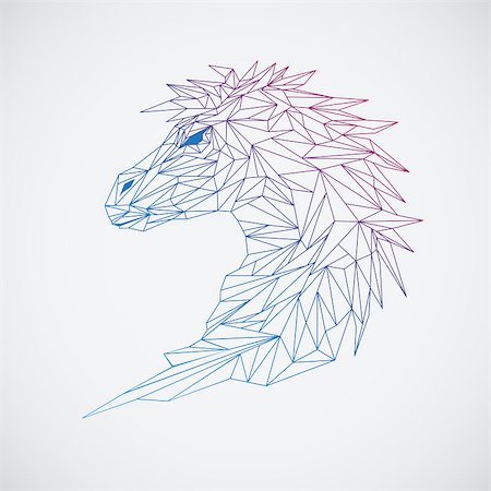 Geometric horse line illustration Stock Photo - Budget Royalty-Free & Subscription, Code: 400-08786061