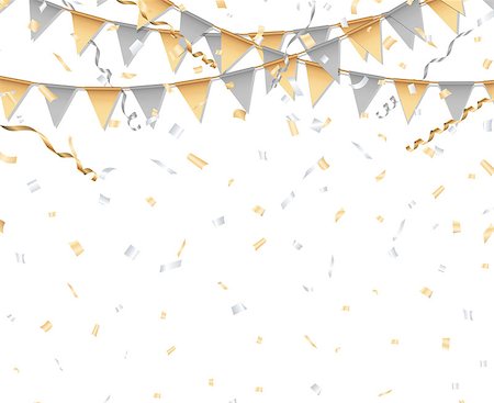 Party flag, confetti, and streamer. Vector EPS 10 format. Stock Photo - Budget Royalty-Free & Subscription, Code: 400-08786213