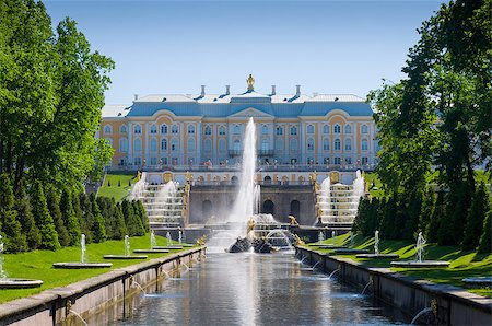 PETERHOF, RUSSIA - MAY 26, 2015: Grand Peterhof Palace, the Grand Cascade and Samson Fountain. Peterhof Palace included in the UNESCO World Heritage List. Petergof, Saint Petersburg, Russia Stock Photo - Budget Royalty-Free & Subscription, Code: 400-08786475