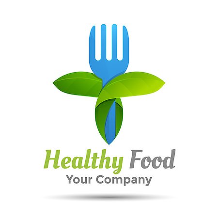 Vegetarian food symbol. Leaf shape with knife and fork logo template. Vector business icon. Corporate branding identity design illustration for your company. Creative abstract concept. Stockbilder - Microstock & Abonnement, Bildnummer: 400-08786509