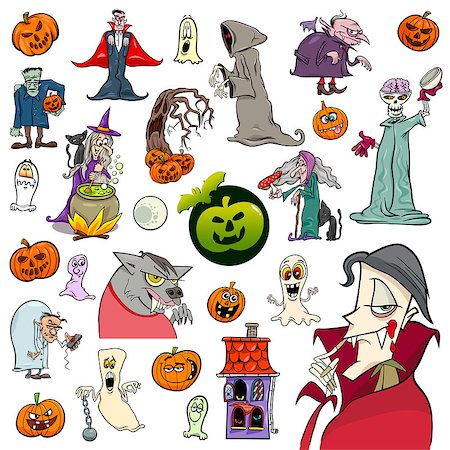 simsearch:400-04203876,k - Cartoon Illustration of Halloween Holiday Design Elements Set Stock Photo - Budget Royalty-Free & Subscription, Code: 400-08786546