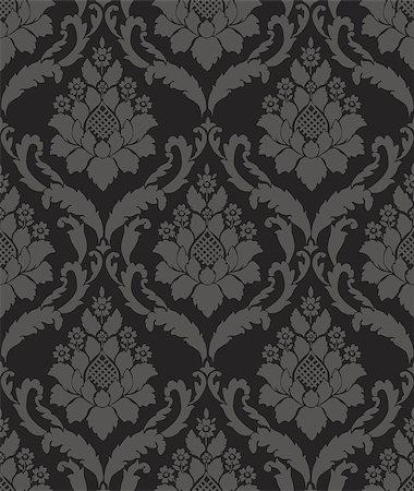 Black Seamless wallpaper pattern, vector eps 10 Foto de stock - Royalty-Free Super Valor e Assinatura, Número: 400-08786723