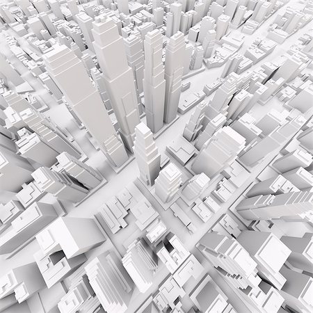 White modern city, aerial view. 3D rendering Stock Photo - Budget Royalty-Free & Subscription, Code: 400-08786758