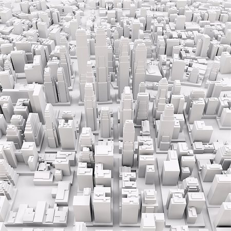 White modern city, aerial view. 3D rendering Stock Photo - Budget Royalty-Free & Subscription, Code: 400-08786759