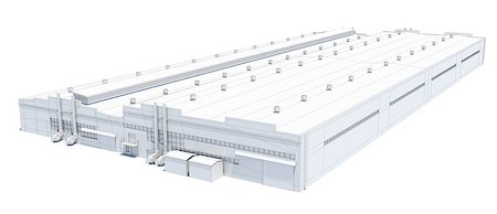 simsearch:400-05272036,k - Hangar building. White wire-frame. Isolated on white, 3D Illustration Foto de stock - Super Valor sin royalties y Suscripción, Código: 400-08786767