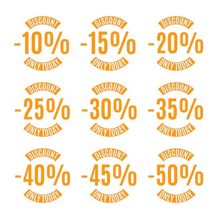 simsearch:400-04907711,k - A set of nine labels discounts of ten to fifty percent in steps of five, isolated on white background, flat style, vector illustration. Stock Photo - Budget Royalty-Free & Subscription, Code: 400-08786980