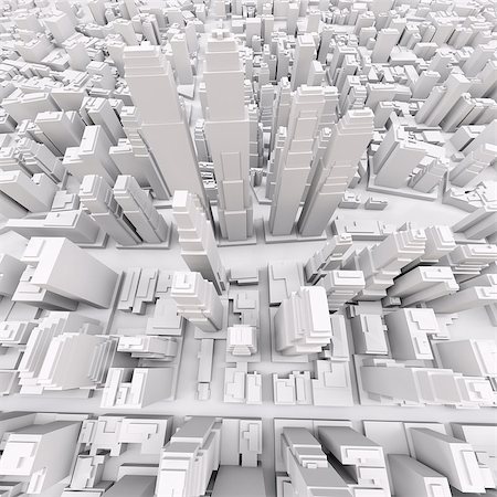 White modern city, aerial view. 3D rendering Stock Photo - Budget Royalty-Free & Subscription, Code: 400-08787024