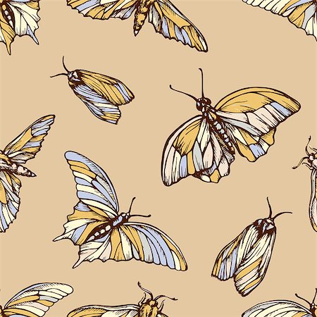 simsearch:400-08787096,k - Vector seamless pattern with colorful butterflies . Stylish graphic texture. Repeating print in soft pastel colors background. Photographie de stock - Aubaine LD & Abonnement, Code: 400-08787315