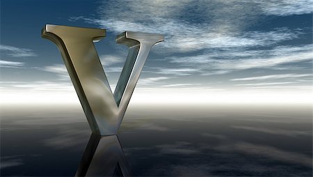 simsearch:400-06366464,k - metal uppercase letter v under cloudy sky - 3d rendering Photographie de stock - Aubaine LD & Abonnement, Code: 400-08787430