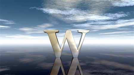 simsearch:400-08735464,k - metal uppercase letter w under cloudy sky - 3d rendering Stockbilder - Microstock & Abonnement, Bildnummer: 400-08787433