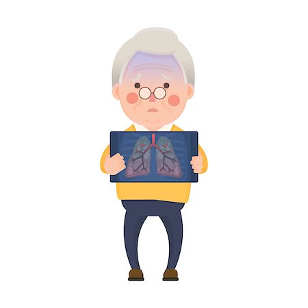 simsearch:400-08379540,k - Vector Illustration of Old Man Holding X-ray Image Showing Lung Pulmonary Emphysema Problem, Cartoon Character Stock Photo - Budget Royalty-Free & Subscription, Code: 400-08787723