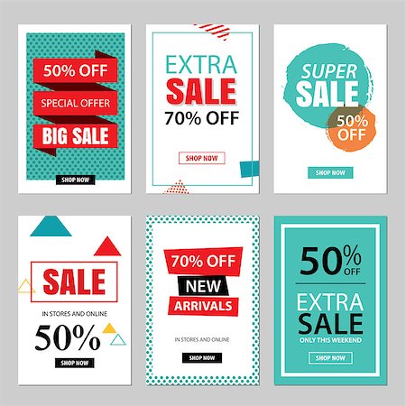 simsearch:400-07571156,k - Set of sale website banner templates.Social media banners for online shopping. Vector illustrations for posters, email and newsletter designs, ads, promotional material. Foto de stock - Super Valor sin royalties y Suscripción, Código: 400-08787767