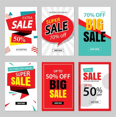 simsearch:400-07571156,k - Set of sale website banner templates.Social media banners for online shopping. Vector illustrations for posters, email and newsletter designs, ads, promotional material. Foto de stock - Super Valor sin royalties y Suscripción, Código: 400-08787769