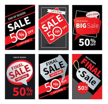 simsearch:400-07571156,k - Social media sale banners and ads web template set. Vector illustrations for website and mobile banners, posters, email and newsletter designs, ads, coupons, promotional. Foto de stock - Super Valor sin royalties y Suscripción, Código: 400-08787770