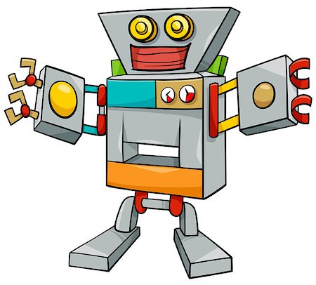 simsearch:400-08813093,k - Cartoon Illustration of Robot or Droid Fantasy Character Stockbilder - Microstock & Abonnement, Bildnummer: 400-08787873