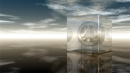 simsearch:400-06421940,k - pacific symbol in glass cube under cloudy sky - 3d rendering Foto de stock - Royalty-Free Super Valor e Assinatura, Número: 400-08787950