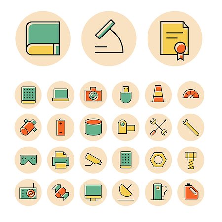 Thin line icons for science and technology. Vector illustration. Stock Photo - Budget Royalty-Free & Subscription, Code: 400-08787986