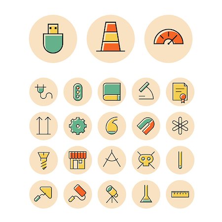 Thin line icons for science and industrial. Vector illustration. Stock Photo - Budget Royalty-Free & Subscription, Code: 400-08787987