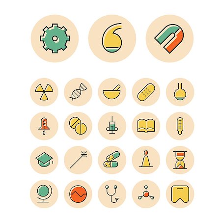 Thin line icons for science and medical. Vector illustration. Stock Photo - Budget Royalty-Free & Subscription, Code: 400-08787988