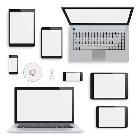 simsearch:400-08257177,k - Laptops, tablets and smartphones blank mock-up. Vector eps10 with transparency. Stock Photo - Budget Royalty-Free & Subscription, Code: 400-08787989